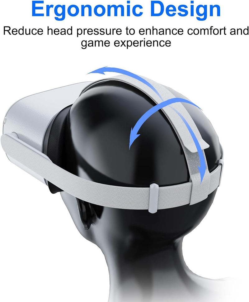DUXICEPIN Head Strap for Oculus Quest 2, Replacement Head Strap for Oculus Quest 2, VR Accessories with 2 Pair Thumb Grip Caps,Oculus Quest 2 Head Strap,Meta Quest 2 Head Strap