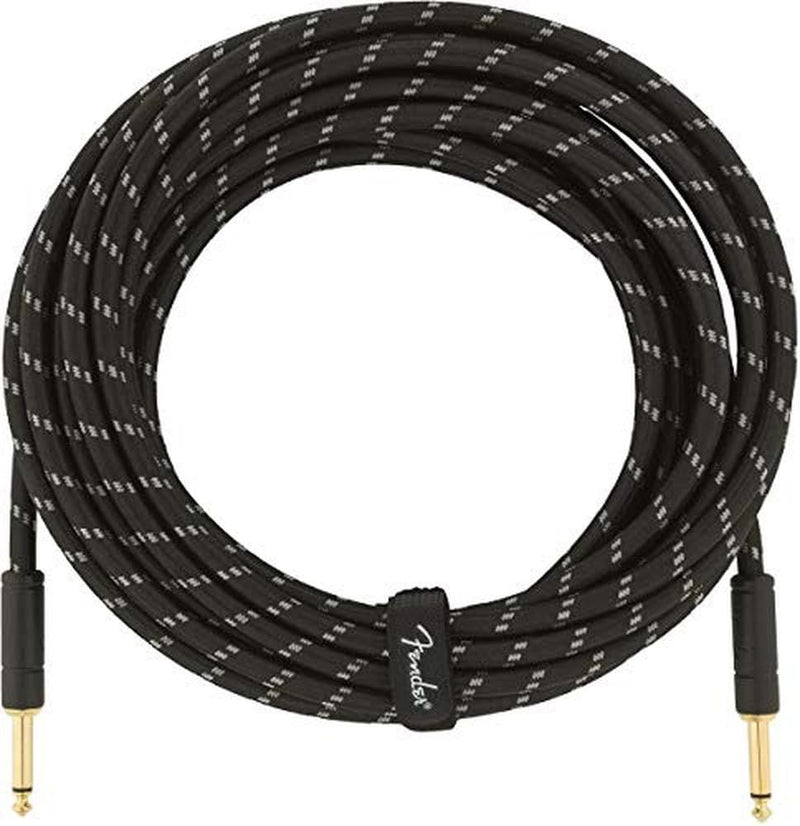 Fender Deluxe Series Instrument Cable, Guitar Cable, Stocking Stuffers, Guitar Accessories, Straight/Straight, Black Tweed, 25ft
