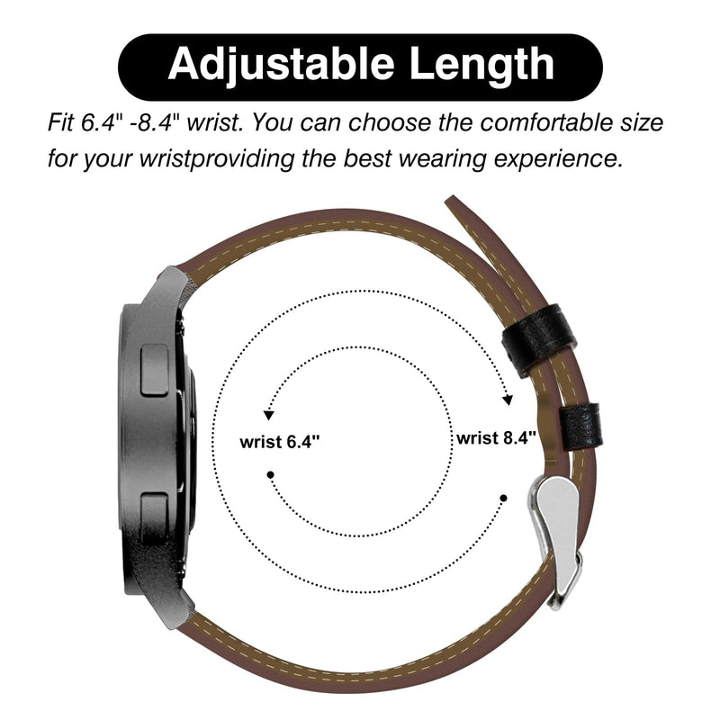Italy Genuine Leather Watch Bands Compatible with Samsung Galaxy7 6 5 4 40mm 44mm, 5 Pro 45mm, 6 4 Classic Active 2, 20mm Quick Release Leather Watch Straps Replacement Band for Women Men(Pack Of 2)
