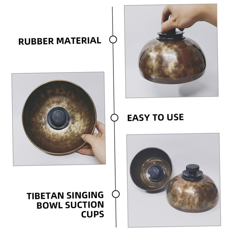 Mikinona 3Pcs Suction Cup Handle for Sound Bowl Meditation Singing Bowl Lifting Cups Suction Cups for Chakra and Sound Therapy 6.00X6.00X5.00CM Black