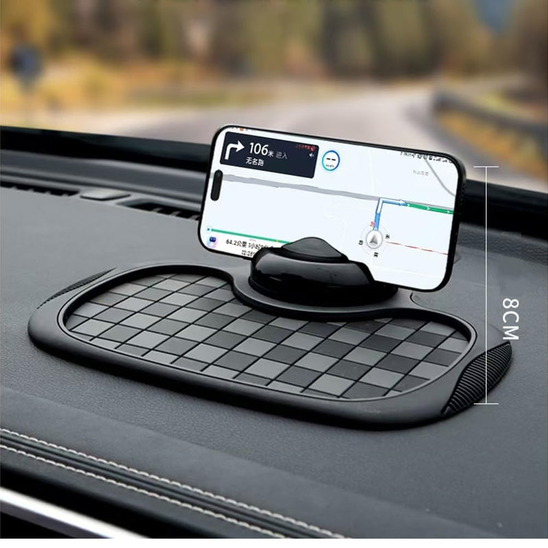 Multifunction Car Anti-Slip Mat Auto Phone Holder Car Dashboard Mat with Phone Holder in Car Auto Non-Slip Car Mats for Phone (Grid Style) Grid style