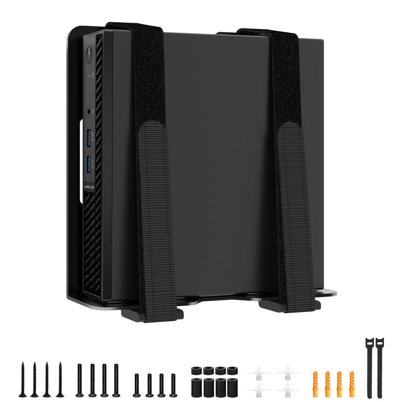 Universal Wall and VESA Mount for Micro PC, UPS Units, Wifi Router, Cable Modem and Other Electronic Devices Adjustable Strap Mount Bracket for Dell HP Lenovo Mini PC Mounted Behind the TV or Monitor
