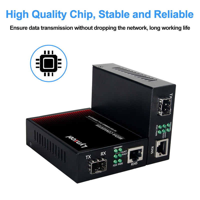 Gigabit Multimode LC Fiber Media Converter, SFP to RJ45 Converter | 10/100/1000Base-TX to 1000Base-SX SFP to RJ45 Converter with 1.25Gbps Dual LC Modules, MMF 850nm, up to 550m, 2 Pack Gigabit Multimode LC 550m (2Pack)