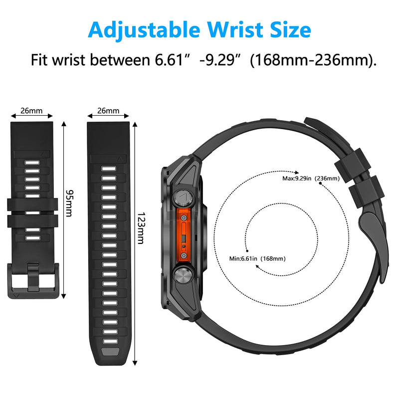 26mm Watchbands Compatible With Garmin Fenix 8 Pro/Quatix 8 51mm/Fenix 7X Pro/7X/6X Pro/6X/5X Plus/5X/3 HR,Silicone Quick-Fit Strap for tactix 8 51mm/7 pro/Enduro 3 2/Descent Mk3i-51mm/Mk2i 7Pack1