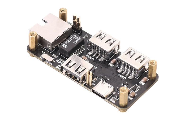 Fits Raspberry Pi USB Hub Ethernet HAT, 3-Port USB 2.0 Expansion Board with RJ45 10/100Mbps LAN Adapter, Type-C Power/PC Connection, USB Upstream Slide Switch, Status LEDs, for Raspberry Pi Series