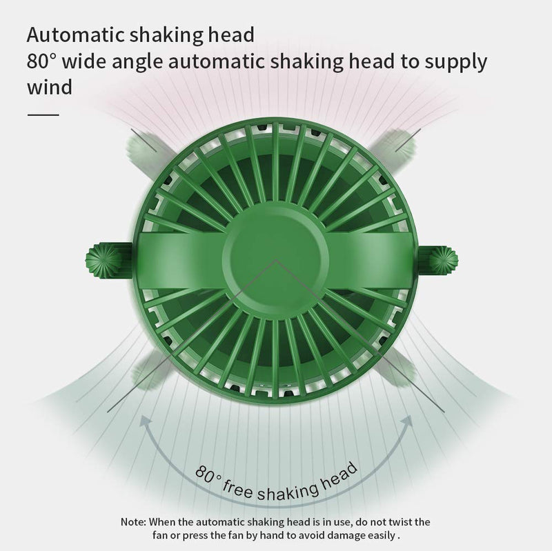 BEISHIDA Personal Fan Small Desktop USB Desk Fan, Cactus Mini Handheld Table 80 Degree Auto Rotation Portable Fans, 3 Speeds Strong Wind, Quiet Operation Fan for Room Home Office Outdoor Travel Green