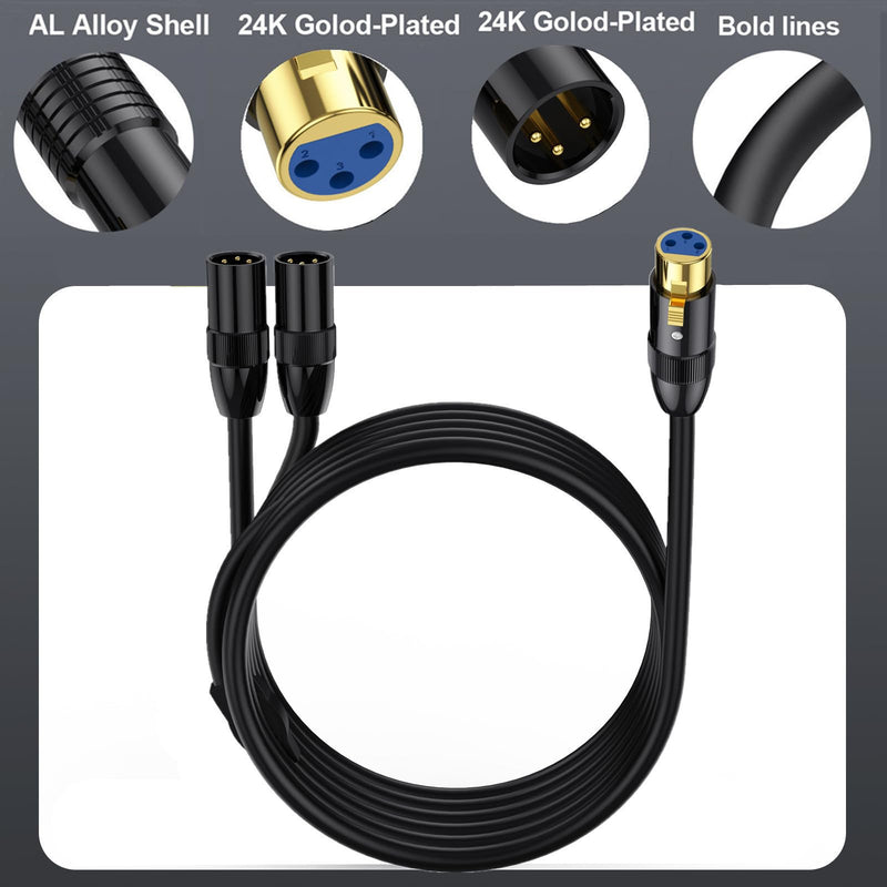MOTONG XLR Y Splitter Cable, 1 XLR Female to 2 XLR Male XLR Cable Balanced Microphone Splitter Cord Audio Micphone Cable Adapter 0.5M/1.6FT(Female to Dual Male