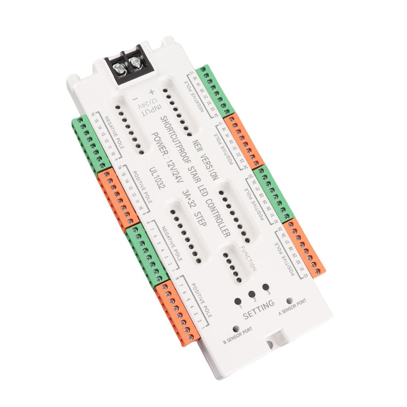 Bewinner 32 Channel LED Motion Sensor Stair Light Controller, Automatic Stair LED Controller, Speed, Brightness, Adjustable Light Level Lighting Control for