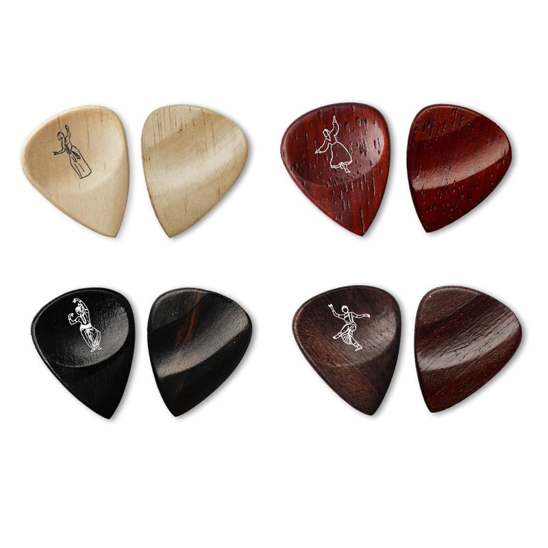 [AUSTRALIA] - Kadence Heritage Wooden Guitar Picks – Set of 8 Handmade Picks with Indian State Woods & Art – Includes Maplewood, Teakwood, Ebonywood – For Acoustic & Electric Guitars 
