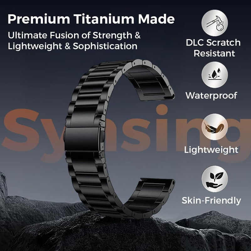 Titanium Band for garmin venus X1, 24mm Quick Release Metal Watchband with Integrated Buckle Strap Replacement for Garmin Watch venu X1 black