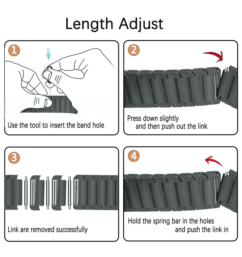 Titanium Band for Apple Watch 42mm/41mm, DLC Curved Link Bracelet, Grey | MaKTech DLC Coating Scratch-Resistant, Lightweight Metal Strap, for Apple Watch Series 11/10 42mm, 9/8/7 41mm, SE 3/2/1 40mm