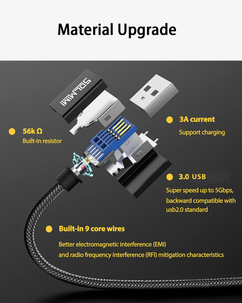 USB C Female to USB Male Adapter 4FT, SOLMIMI Double-Sided Type C to USB 3.0 Male Adapter with 5Gbps High-Speed Data Transmission for Laptop, Charger, Power Bank, U Disk 120CM/4FT