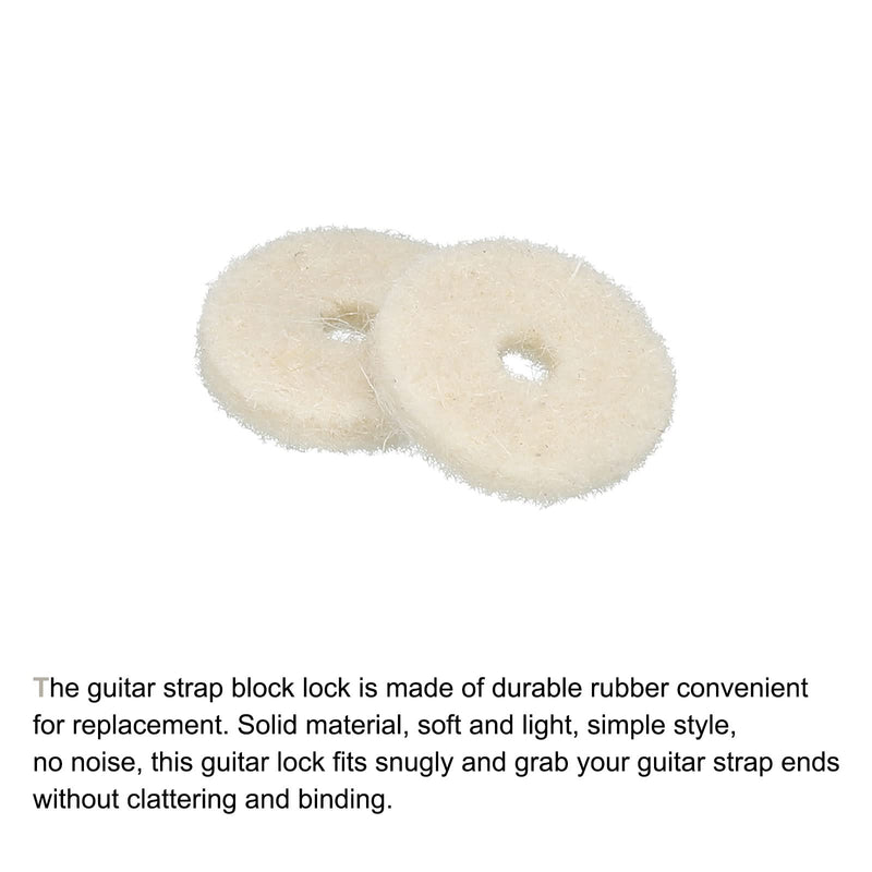 MECCANIXITY Guitar Strap Button Felt Washer Lock Strap Block Guitar White Gasket, for Guitar Strap Button, Pack of 10