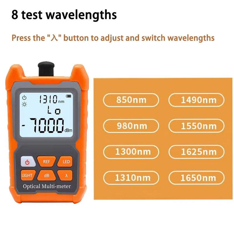 50mW Optical Fault Fault Finder Photometer Fiber Optic FTTH -70dBm to +6dBm Fiber Optic Tester with FC-LC-Adapter