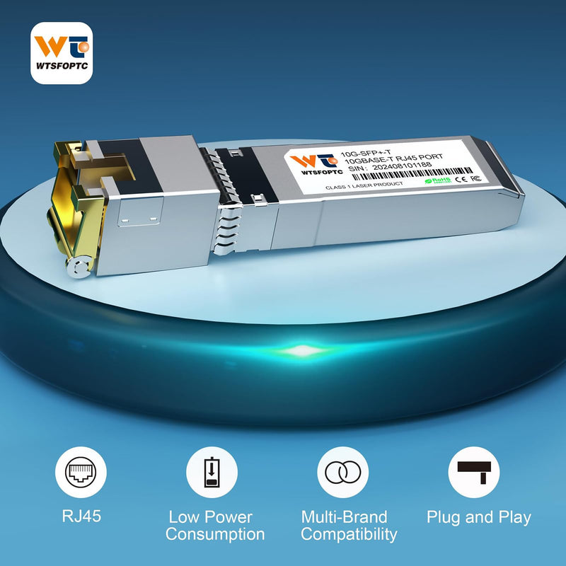 80-Meter 10G SFP+ to RJ45 Module 2 Pack, 10GBase-T Copper Transceiver | SFP to RJ45 CAT.6a/7 for 1G/2.5G/5G/10G, Compatible with Cisco, Ubiquiti, Netgear, Mikrotik Open Switch (Not for Intel) 2 Pack)10G-T: 80m