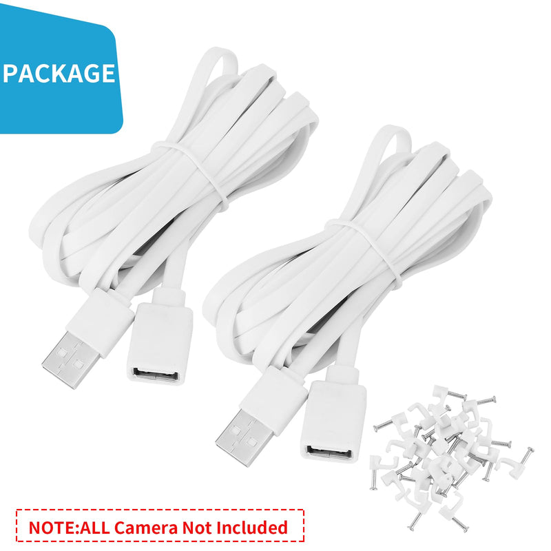 2PACK USB Extension Cable Compatible with WYZE Cam V3/V4/V2,Wyze Cam OG, WYZE Cam Pan V3/V3 Pro/ V2, 20Ft/6M IPX7 Waterproof Extension Charging Cable Power Your WYZE Cam Continuously - White 2