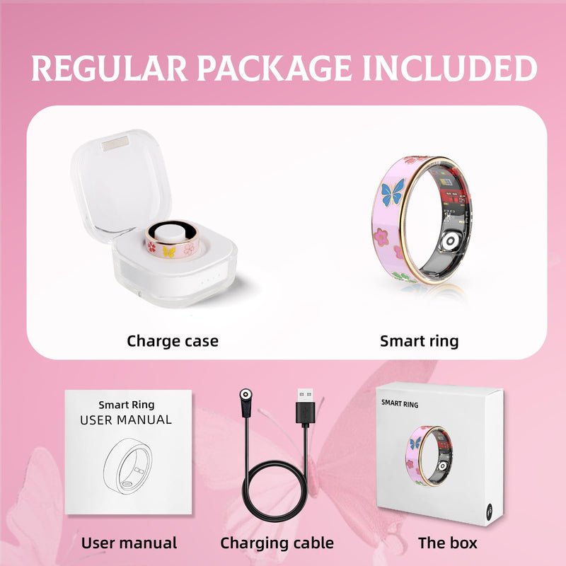 Elegant Smart Ring for Women & Men, Fitness & Health Tracker with 24/7 Heart Rate Monitoring, Sleep Tracking, Blood Oxygen (SpO2) Monitor, IP68 Waterproof, Step Counter, for iOS & Android (Pink, 9) Pink