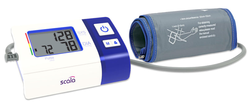 [AUSTRALIA] - scala SC 7620 blue upper arm blood pressure monitor with compact design for home and on the go. Easy to reliably measure blood pressure independently. M 