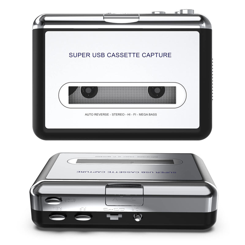 Cassette Player-Cassette Tape to MP3 CD Converter- Powered by Battery or USB,Convert Walkman Tape Cassette to MP3, Compatible with Laptop and PC, USB Cable,Software CD,3.5mm Jack Earphone GRAY