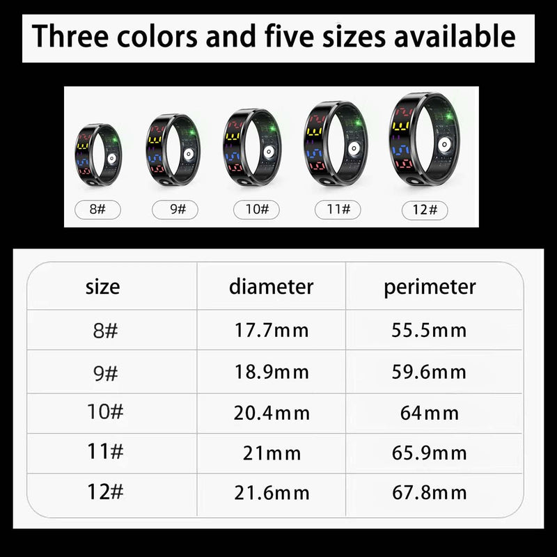 Smart Ring with Color Screen|Track Heart Rate, Sleep, Blood Oxygen,Steps |Power|Display| Short-Form Video/Remote Control Camera (Silver, 8(17.7mm)（0.70inch) Silver 8(17.7mm)（0.70inch)