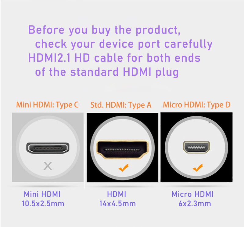25ft 8K Fiber Optic HDMI Cable, Micro HDMI to HDMI 2.1, Detachable Type A+D, 48Gbps Ultra Speed, HDR, 3D, eARC, in Wall CL2 / CL3 Rated, Slim and Flexible for PS5 Project TV 25ft Fiber 8K 2AD