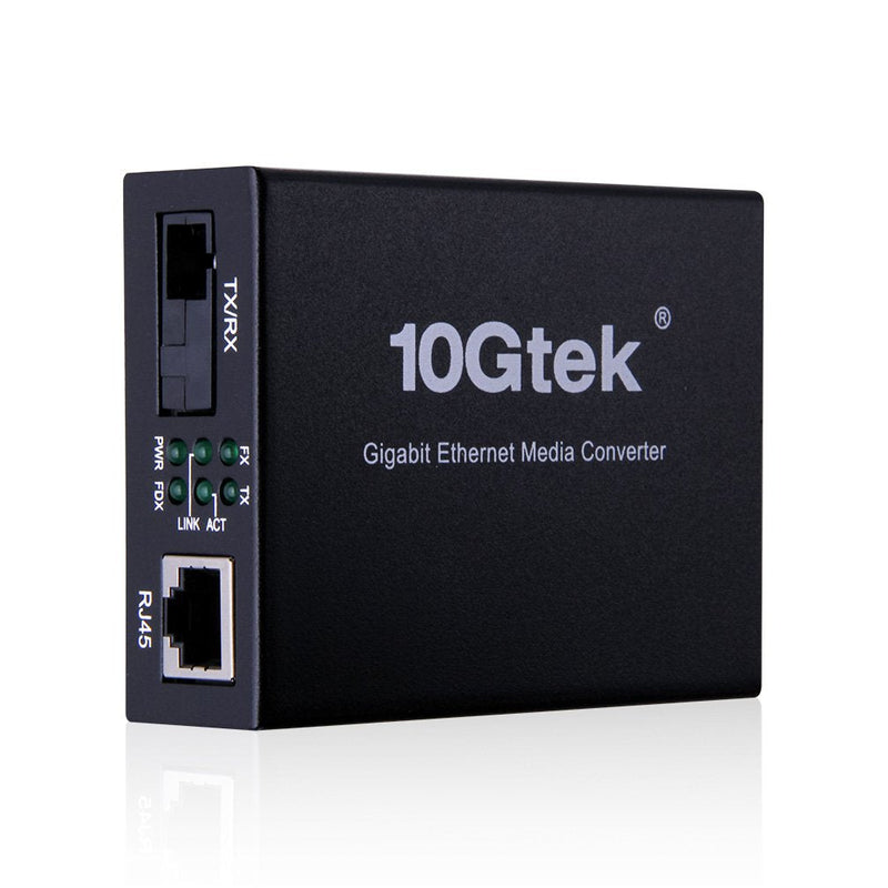 ipolex A Pair of Gigabit Ethernet Single-Mode SC Fiber Bidi Media Converter, Built-in BiDi SFP B LX Fiber Module, 1310/1550nm, SMF, up to 20KM, SC Fiber to 10/100/1000Base-TX (UTP/STP/Cat5e/Cat6 RJ45) 1-Pair