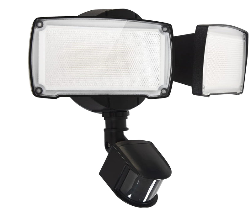 UME 19W LED Flood Light Motion Sensor Outdoor, 2 Adjustable Head, 2000LM, 5000K, IP65 Waterproof, Dusk to Dawn Security Light with Photocell for Exterior,Outside,Garage,House(Black) 1pack Black