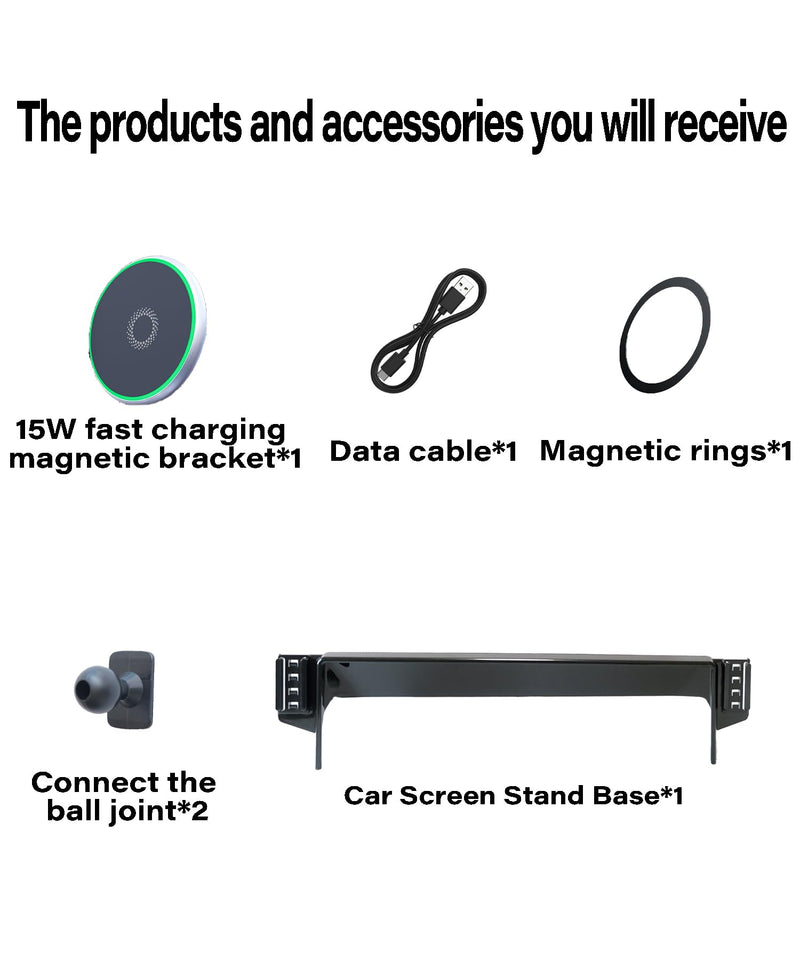 Car Phone Mount for 2024 2025 2026 Toyota Tacoma/2025 4Runner Accessories | 14-in Screen Clip-On MagSafe 15W Fast Wireless Charger Cell Phone Holder, 3D Fit Navigation 360° Rotatable Cradle fit for 2024-2026 Tacoma/2025 4Runner (14 Inch)