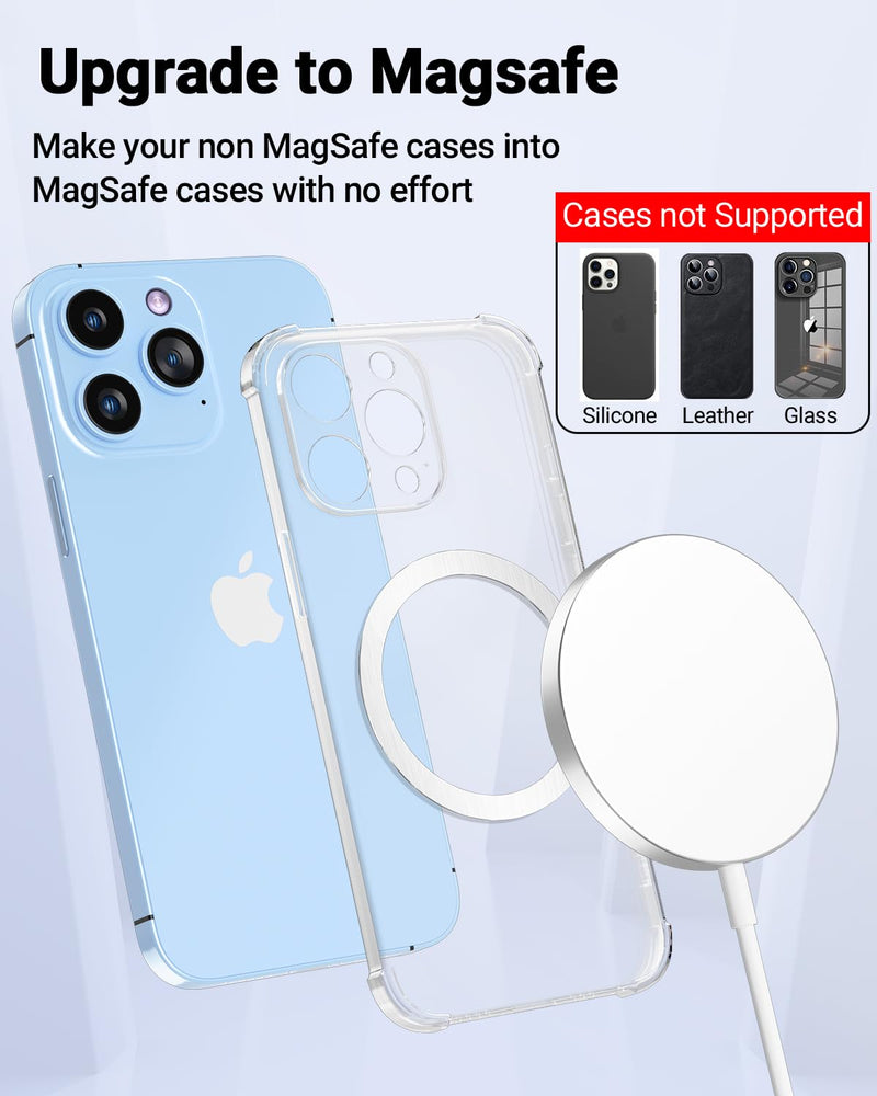 Magnetic Wireless Charging Magsafe Ring-6 PCS,Ultra-Thin(0.4mm) Magsafe Sticker, Compatible with iPhone 15/14/13/12 Series,Samsung Galaxy,Google Pixel Series,Magsafe Accessories-3Black&3Silver Black&silver 6pcs