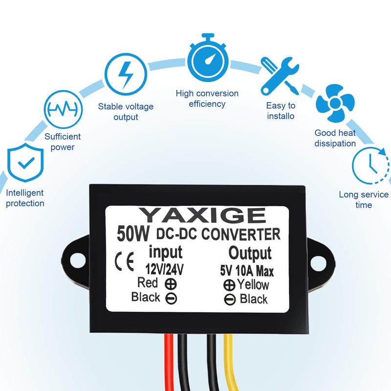[AUSTRALIA] - 3PCS 12V/24V to 5V 10A 50W Step-Down Converter Regulator Waterproof Step-Down Power Supply Reducer Regulator Voltage Module (10V-32V to 5V, 10A) 12V24V TO 5V 3PCS 