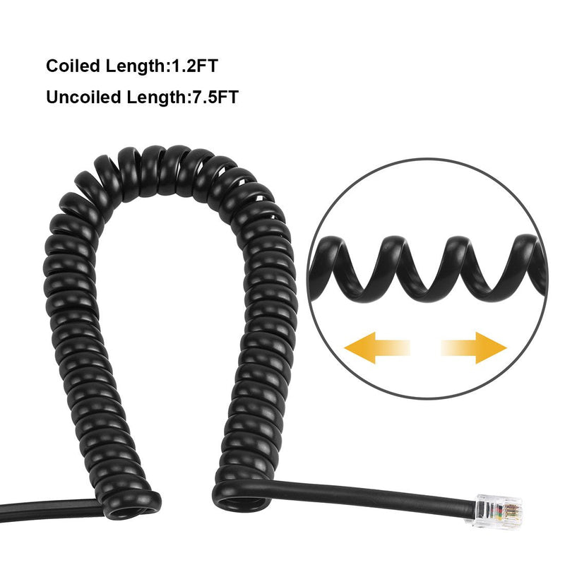 Telephone Handset Cord Detangler 1 Set, 1 Pack 360 Degree Rotating/Anti-Tangle Landline Cable and 1 Pack Telephone Handset Cord 7.5 Foot Uncoiled (1.2 Foot Coiled) 7.5FT