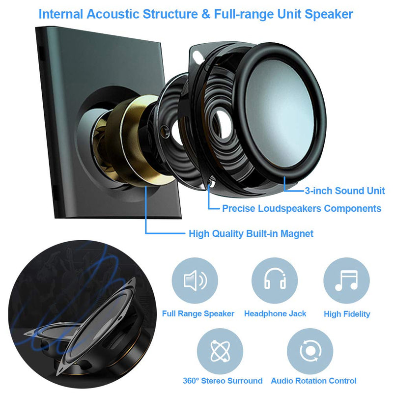 Computer Speaker, Compact Size Speaker with Headphone Jack, Enhanced Bass and Volume Control, Stereo 2.0 USB Powered 3.5mm Aux Multimedia Speakers for Laptop/Desktop/Tablets/Phone
