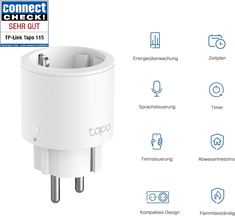 Tapo Nano Smart WiFi Socket Tapo P115 with Energy Consumption Control, Smart Home Alexa Socket, Works with Alexa, Google Home, Voice Control, Remote Access, No Hub Required (Pack of 4) 4er pack