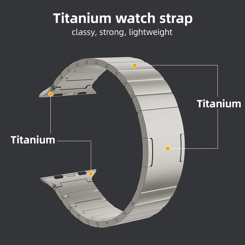 Pure Titanium Bands for Apple Watch Ultra 2/Ultra 49mm, Adjustable Titanium Replacement Watch Band with DLC Coating for iWatch SE2 SE Series 10 9 8 7 6 5 4 3 2 1 46mm 45mm 44mm 42mm for Men