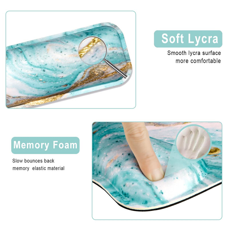 Keyboard Wrist Rest Mouse Pad Wrist Support for Computer/Laptop Memory Foam Keyboard Pad Ergonomic Hand Rest Wrist Cushion for Home Office Gaming - Green Marble