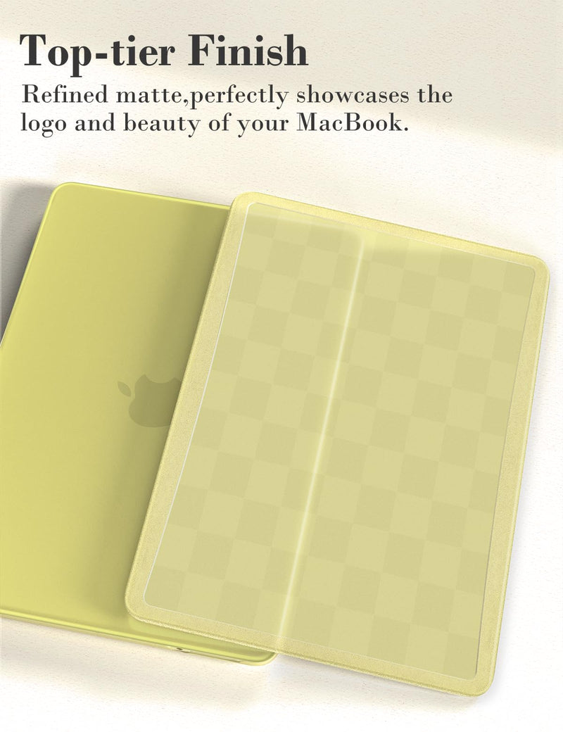 iCasso for MacBook Neo 13 Inch Case 2026 A3404 Citrus Yellow | MacBook Neo 13 Inch Subtle Checkerboard Case, A18 Pro Chip, Keyboard Cover Screen Film