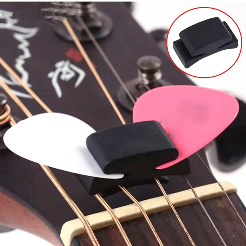 5pcs Rubber Headstock Guitar Pick Holder - Securely Attach Between 3rd & 4th Strings for Guitar, Bass, Ukulele, Banjo and Mandolin