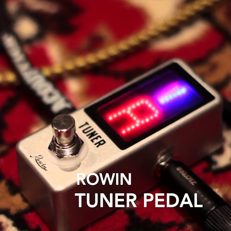 Rowin LT-910 Chromatic Tuner Pedal - Ultra-Precise Strobe Mode (±0.1% Accuracy), LED Display, True Bypass, Compact Metal Design (DC 9V Powered, Adapter not Included)