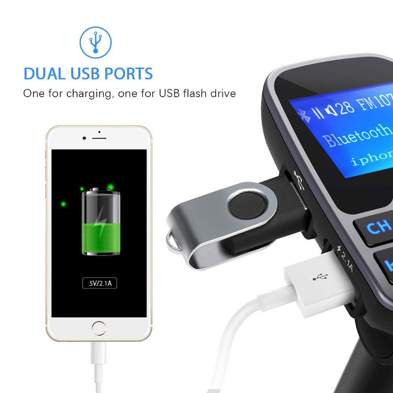 T11 Wireless Bluetooth FM Transmitter Handsfree Car Kit MP3 Player Wireless Bluetooth Adapter with Dual USB Port Car Kit