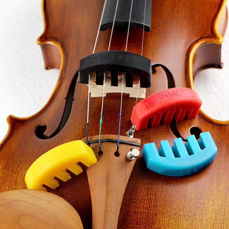 [AUSTRALIA] - 3PCS Violin Practice Mute, Rubber Practice Violin Silencer for 4/4 Violin Volume Control, Black, Green, Yellow 