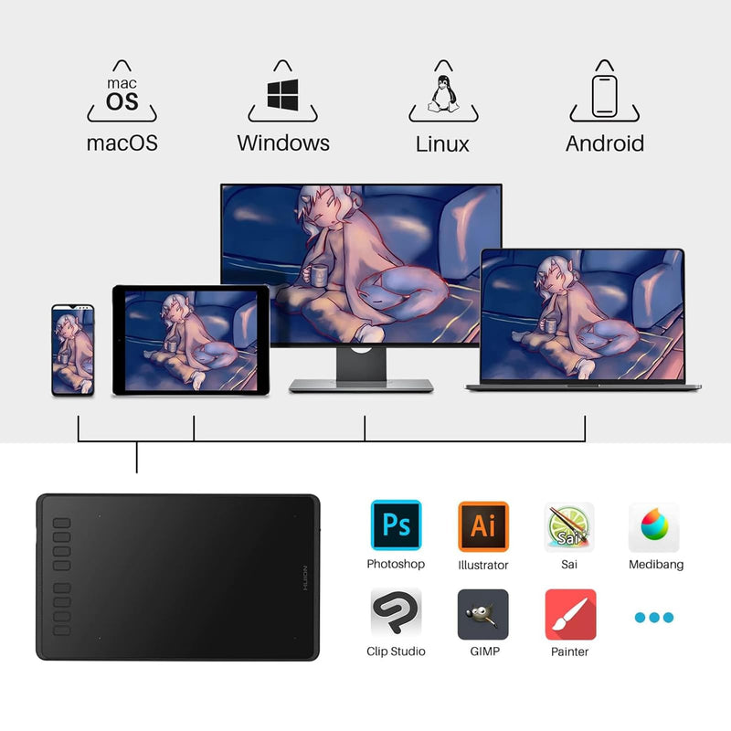 HUION Inspiroy H950P Drawing Tablet and Palm Rejection Artist Glove