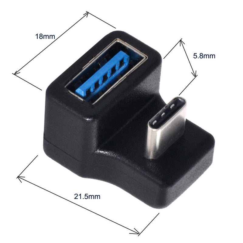 Xiwai 180 Degree Up & Down Angled Type-C USB-C OTG to USB 5.0 Female Extension Adapter for Cell Phone & Tablet OTG Adapter Angled