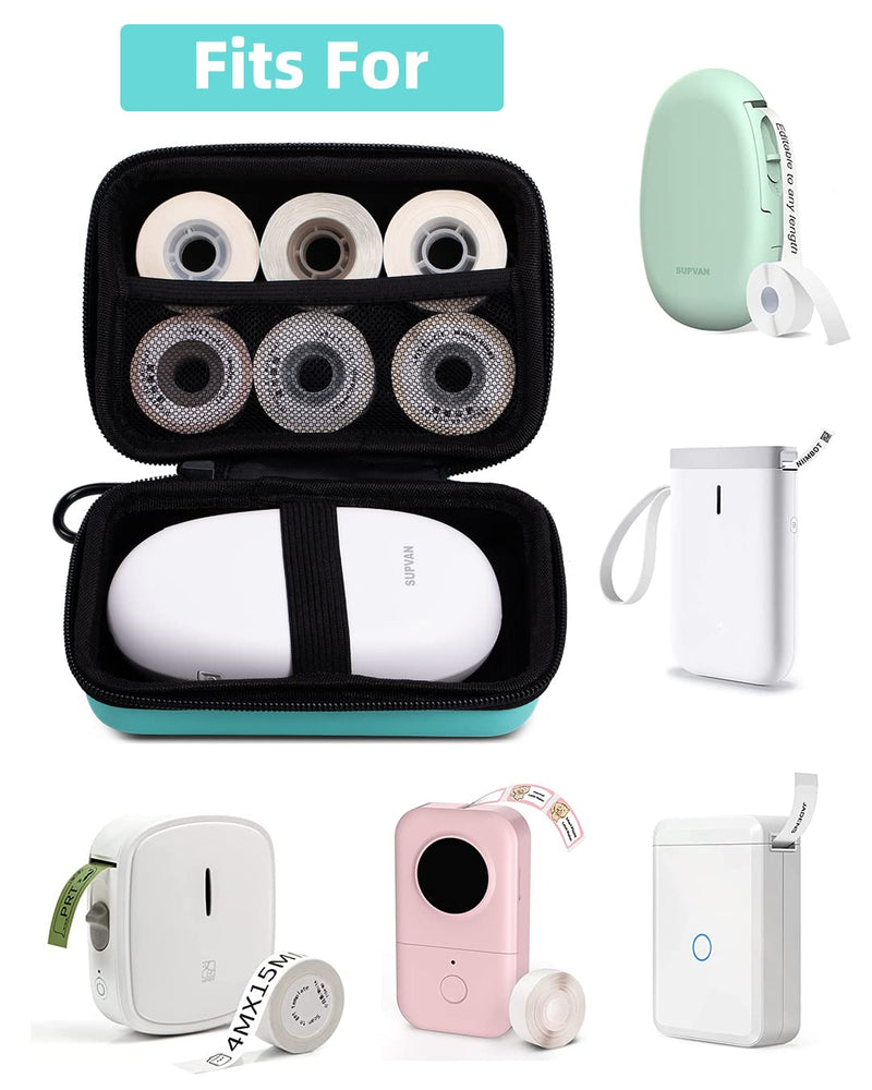 Phomemo Label Printer Case Hard Carry Case Compatible D30/M02/T02/M110/P21/D110 Label Printer, Label Maker Labeler Storage Holder, Green