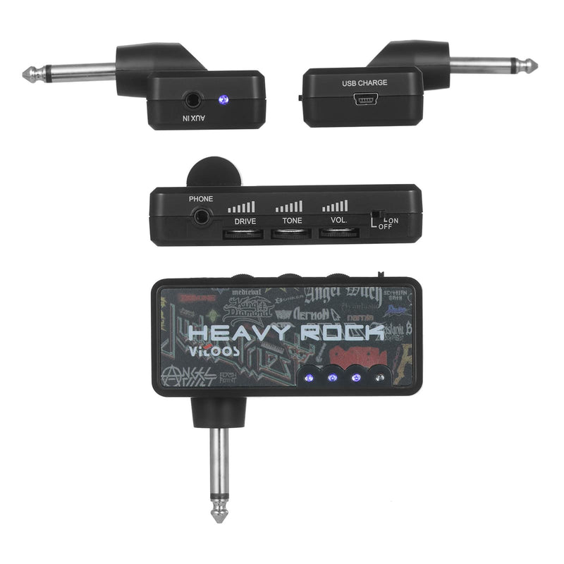 Electric Guitar Plug Mini Headphone Amp Amplifier Heavy Rock Compact Portable