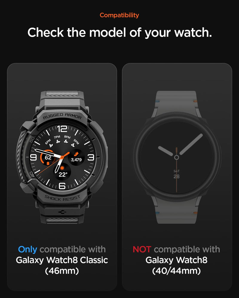 Spigen Rugged Armor Pro Designed for Galaxy Watch8 Classic and Rugged Armor Designed for Buds 3/3Pro Case Bundle - Matte Black