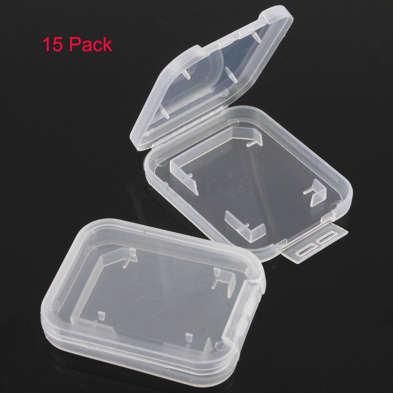 NUOMI 15Pcs SD/SDHC Memory Card Case Holder, Standard SD Plastic Storage Boxes, Clear Compact