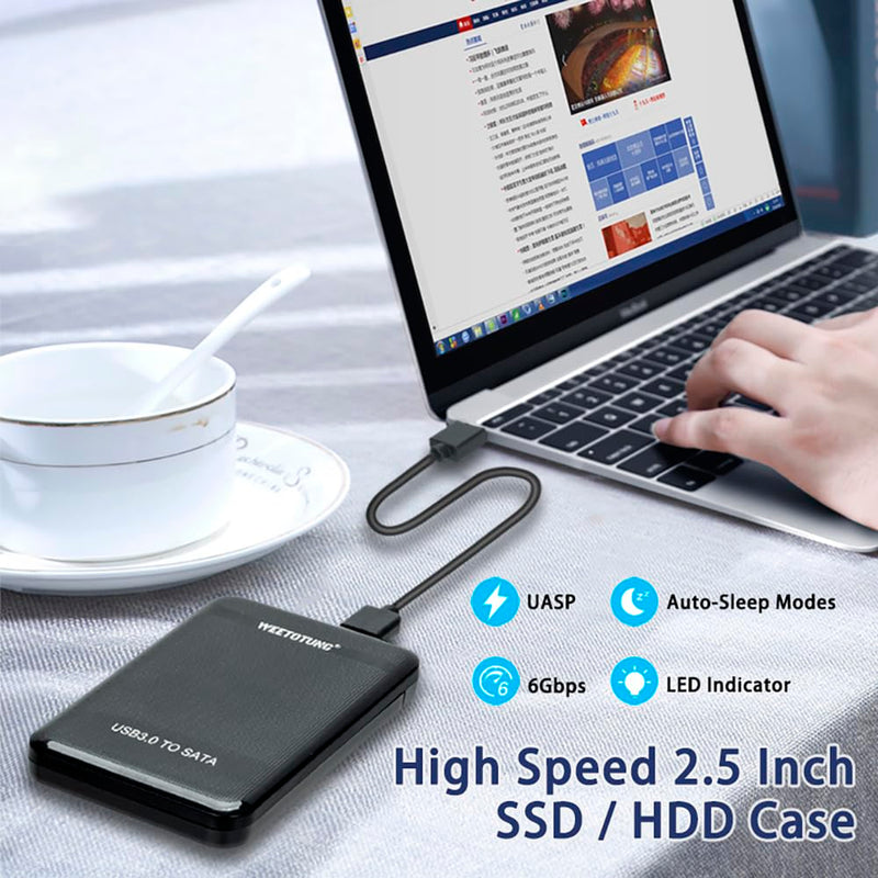 [AUSTRALIA] - 2.5 inch External Hard Drive Enclosure USB 3.0 to SATA Adapter Tool Free Hard Drive Case Support SATA I/III 7mm 9.5mm 2.5" SSD HDD with UASP for Seagate Xbox Playstation Toshiba WD (Black) 