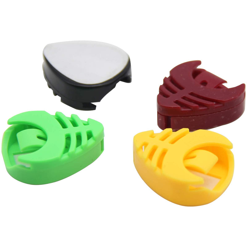 Guitar Pick Holders, Pick Holder Stick on Guitar, 5 Colors 20 Pcs, Guitar Pick Holder Stick On with Adhesive Back and Spring Guitar Accessories Convenient Picks Placement for Electric Guitar Bass