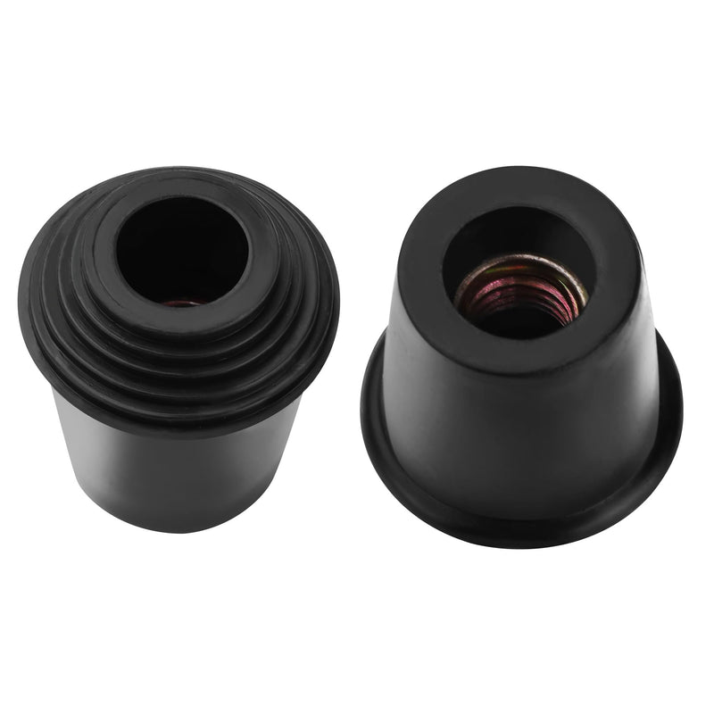 2 Packs Bass Drum Threaded Rubber Feet, Floor Tom Drum Leg Tips Rubber Feet with Lock Nut, 3/8" 16 Thread Fits for Most Spurs