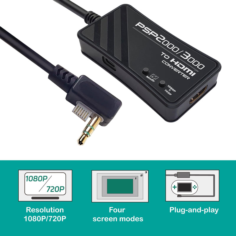 PSP2000/PSP3000 to HDMI Converter, HDMI Cable for PSP2000/PSP3000 Handheld Console.